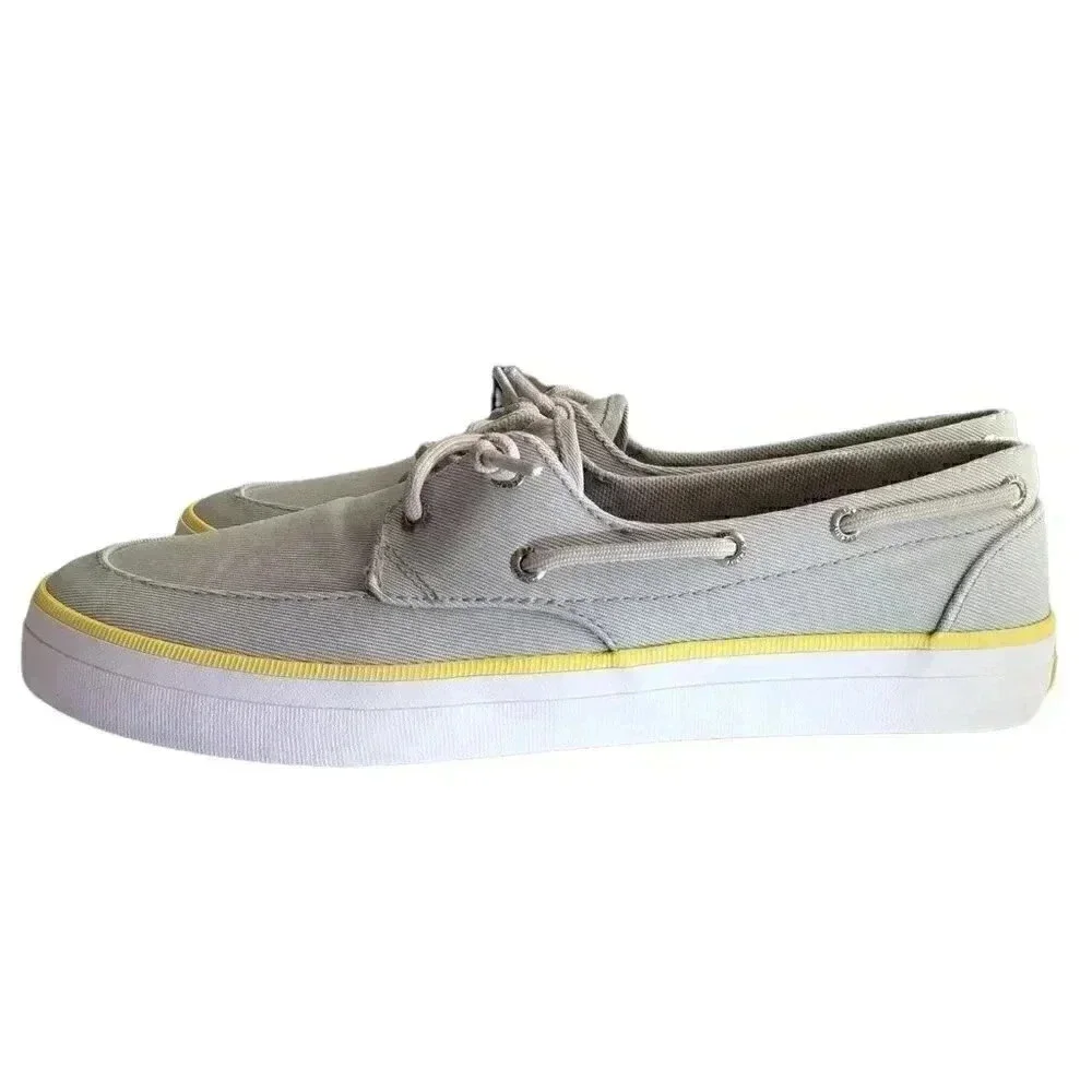 Sperry Crest Boat Women 9.5 Lace-Up Boat Shoes Gray Canvas Fabric Barrel Tie NEW - Picture 6 of 7